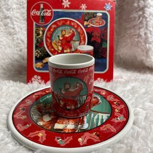 1998 Enesco Coca Cola Santa Cookie Plate & Tumbler Set
